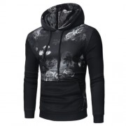 KANGAROO POCKET ROSE PRINT PULLOVER HOODIE (WHITE)