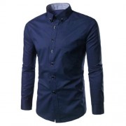 SLIM FIT BUTTON DOWN CASUAL SHIRT (PURPLISH BLUE)