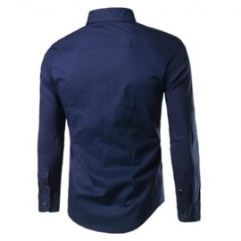 SLIM FIT BUTTON DOWN CASUAL SHIRT (PURPLISH BLUE)