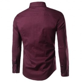SLIM FIT BUTTON DOWN CASUAL SHIRT (WINE RED)