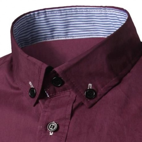 SLIM FIT BUTTON DOWN CASUAL SHIRT (WINE RED)
