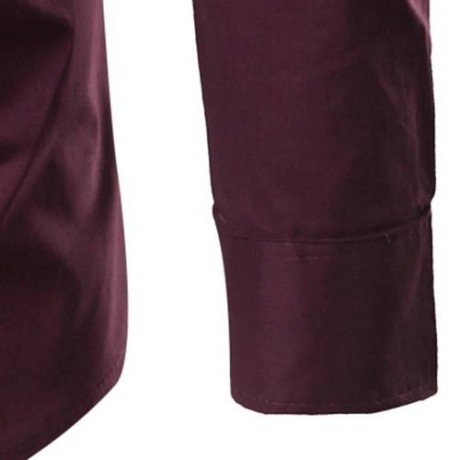 SLIM FIT BUTTON DOWN CASUAL SHIRT (WINE RED)