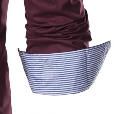 SLIM FIT BUTTON DOWN CASUAL SHIRT (WINE RED)