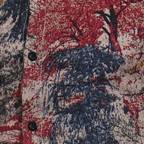 COLORFUL PLANTS TIE DYE PRINT COTTON LINEN SHIRT (RED)