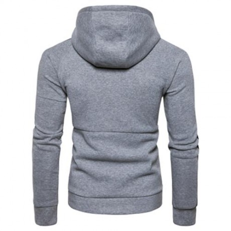 COLOR BLOCK PANEL ZIPPERS FLEECE PULLOVER HOODIE (LIGHT GRAY)