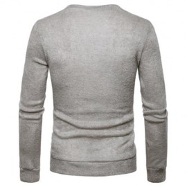KNITTED OBLIQUE BUTTON UP CARDIGAN (LIGHT GRAY)