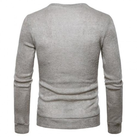 KNITTED OBLIQUE BUTTON UP CARDIGAN (LIGHT GRAY)