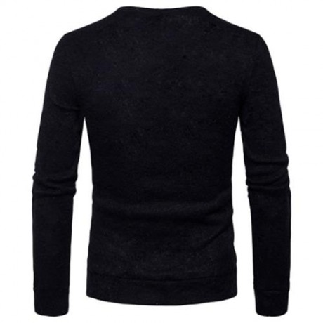 KNITTED OBLIQUE BUTTON UP CARDIGAN (BLACK)