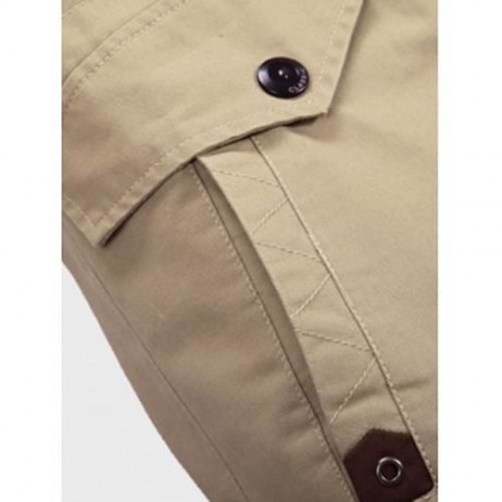 STAND COLLAR SIDE POCKET DESIGN GRAPHIC PRINT JACKET (KHAKI)