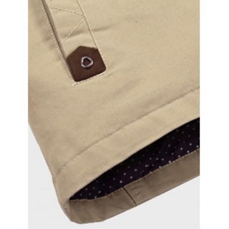 STAND COLLAR SIDE POCKET DESIGN GRAPHIC PRINT JACKET (KHAKI)