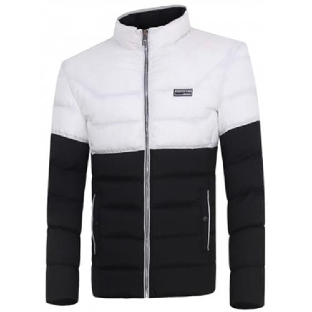 ZIP UP TWO TONE PADDED JACKET (BLACK)