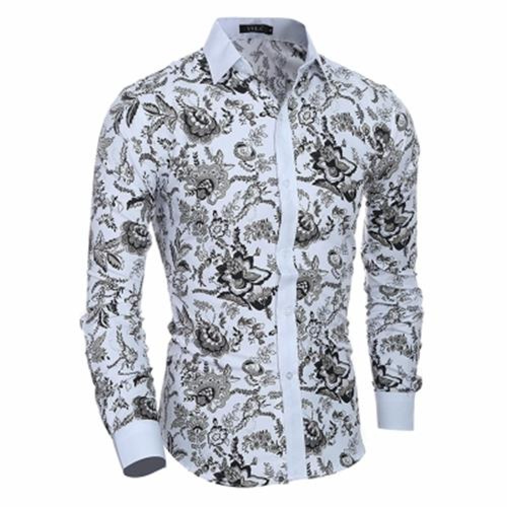 2017 NEW CLASSIC STYLE GENTLEMAN CASUAL SLIM LONG-SLEEVED SHIRT (WHITE)