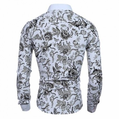 2017 NEW CLASSIC STYLE GENTLEMAN CASUAL SLIM LONG-SLEEVED SHIRT (WHITE)