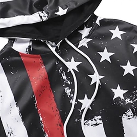 KANGAROO POCKET DISTRESSED AMERICAN FLAG HOODIE (COLORMIX)