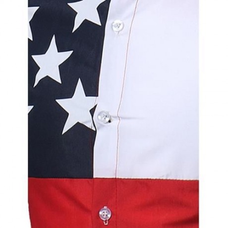 TURNDOWN COLLAR COLOR BLOCK STARS PRINT SHIRT (COLORMIX)