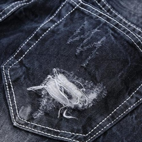 STRAIGHT LEG GRAPHIC APPLIQUE INSERT DISTRESSED JEANS (BLACK)