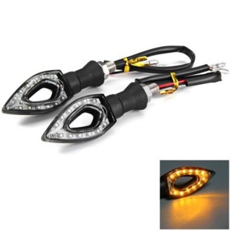 12V 2PCS 12 LEDS ARROW SHAPED TURN SIGNAL INDICATOR LIGHT BULB FOR MOTORCYCLE - AMBER LIGH