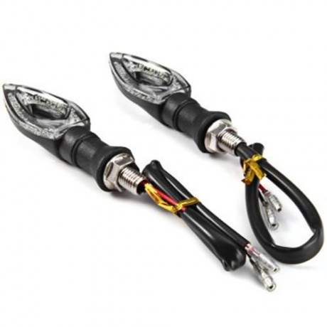 12V 2PCS 12 LEDS ARROW SHAPED TURN SIGNAL INDICATOR LIGHT BULB FOR MOTORCYCLE - AMBER LIGH