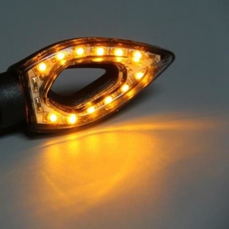 12V 2PCS 12 LEDS ARROW SHAPED TURN SIGNAL INDICATOR LIGHT BULB FOR MOTORCYCLE - AMBER LIGH