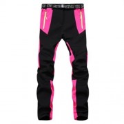 WATERPROOF WARM OUTDOOR SOFT SHELL PANTS FOR WOMEN (BLACK   ROSE RED)
