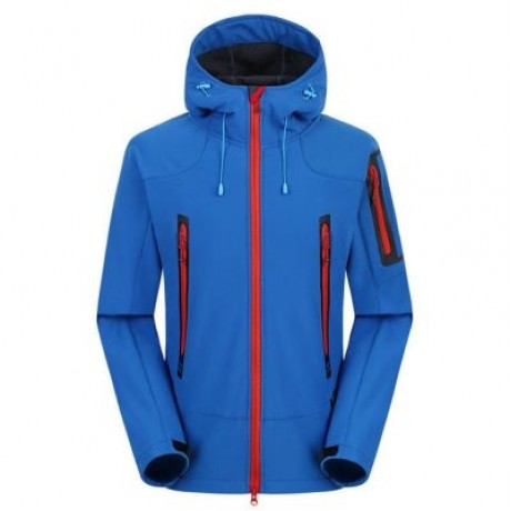Waterproof Breathable Outdoor Soft Shell Jacket Coat for Men (BLUE)