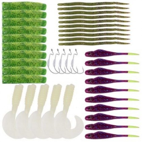 PRO BEROS 40PCS / SET SOFT WORM FISHING LURE BAIT FISH HOOK (MULTI)