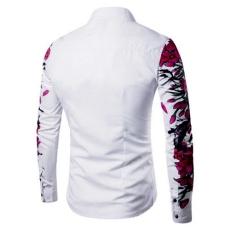 TURNDOWN COLLAR 3D FLOWERS PRINT SHIRT (WHITE)