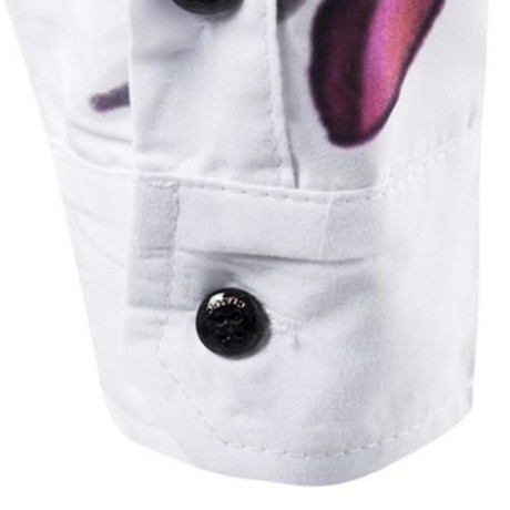 TURNDOWN COLLAR 3D FLOWERS PRINT SHIRT (WHITE)