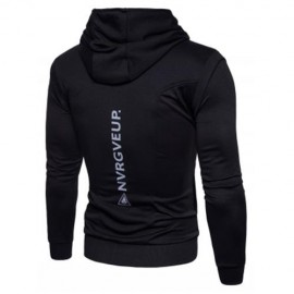 HOODED PU LEATHER PANEL COLOR BLOCK ZIP UP HOODIE (BLACK)