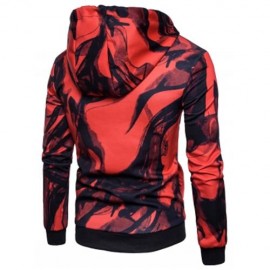 HOODED 3D INK WASH PAINTING PULLOVER HOODIE (RED)