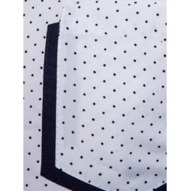 TURNDOWN COLLAR DOT PRINT COLOR BLOCK POCKET SHIRT (WHITE)