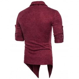 SHAWL COLLAR FAUX TWINSET PANEL ASYMMETRIC KNITTED CARDIGAN (WINE RED)