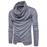 PILES COLLAR LONG SLEEVE ASYMMETRIC SWEATER (LIGHT GRAY)