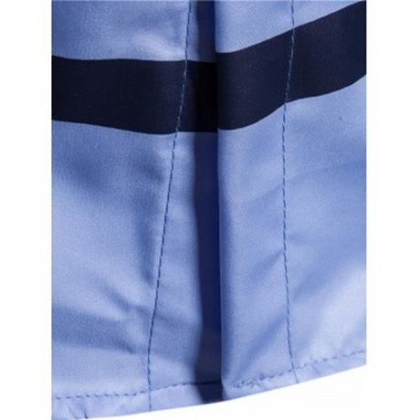 TURNDOWN COLLAR COLOR BLOCK PANEL PRINT SHIRT (AZURE)