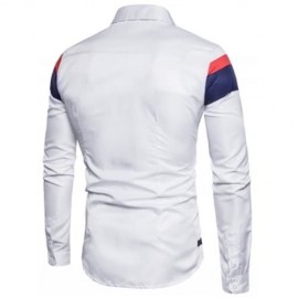TURNDOWN COLLAR COLOR BLOCK PANEL PRINT SHIRT (WHITE)