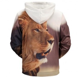 LION 3D PRINT KANGAROO POCKET HOODIE (COLORMIX)