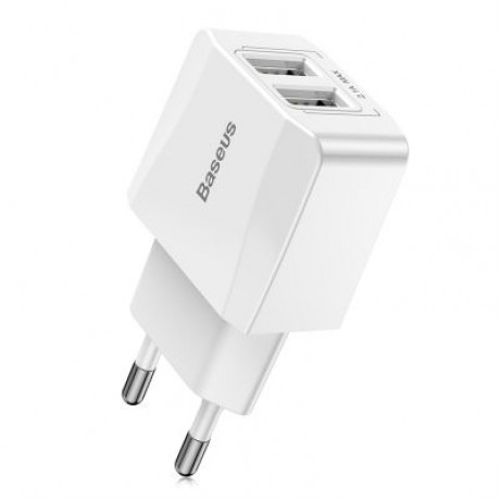 Baseus Mini Dual USB Output Charger 5V 2.1A (WHITE)