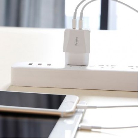 Baseus Mini Dual USB Output Charger 5V 2.1A (WHITE)