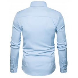 TURNDOWN COLLAR OBLIQUE BUTTON UP SHIRT (LIGHT BLUE)