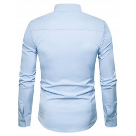 OBLIQUE BUTTON UP STAND COLLAR SHIRT (LIGHT BLUE)