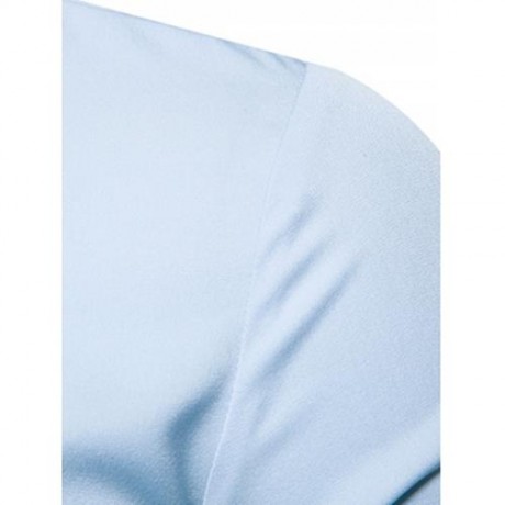 OBLIQUE BUTTON UP STAND COLLAR SHIRT (LIGHT BLUE)