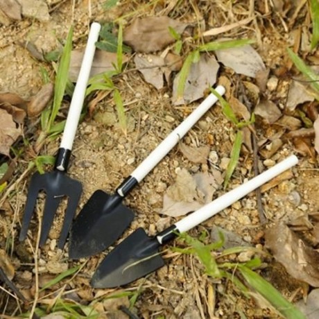 LS - 107 4PCS / KIT MINI GARDENING TOOL FORK SHOVEL RAKE SPADE (BLACK)