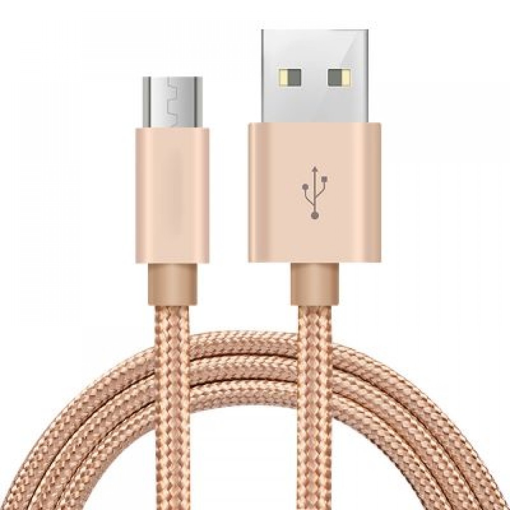 1M Micro USB Pure Color Woven Data  Cable  Earthly Gold For Android (EARTHLY GOLD)
