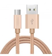 1M Micro USB Pure Color Woven Data  Cable  Earthly Gold For Android (EARTHLY GOLD)