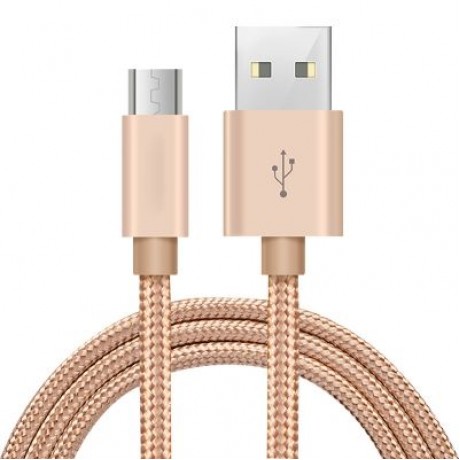 1M Micro USB Pure Color Woven Data  Cable  Earthly Gold For Android (EARTHLY GOLD)