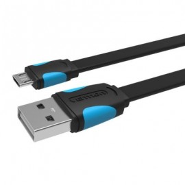 Flat USB2.0 A Male to Micro B Male Cable (BLACK)
