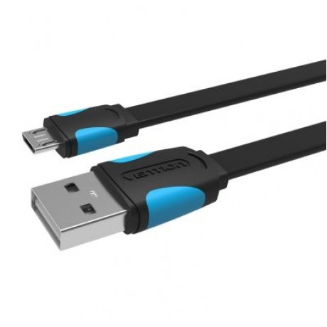 Flat USB2.0 A Male to Micro B Male Cable (BLACK)