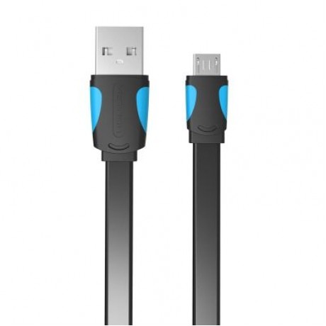 Flat USB2.0 A Male to Micro B Male Cable (BLACK)