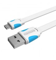 Flat USB2.0 A Male to Micro B Male Cable (WHITE)