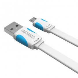 Flat USB2.0 A Male to Micro B Male Cable (WHITE)